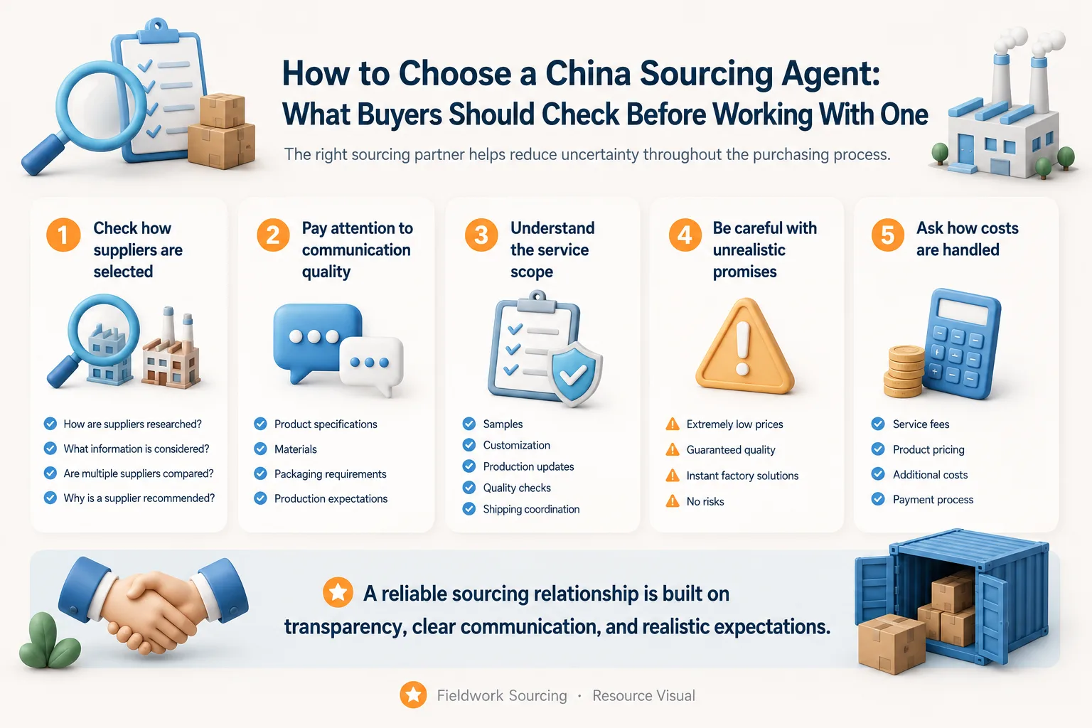 China sourcing agent selection and supplier comparison illustration